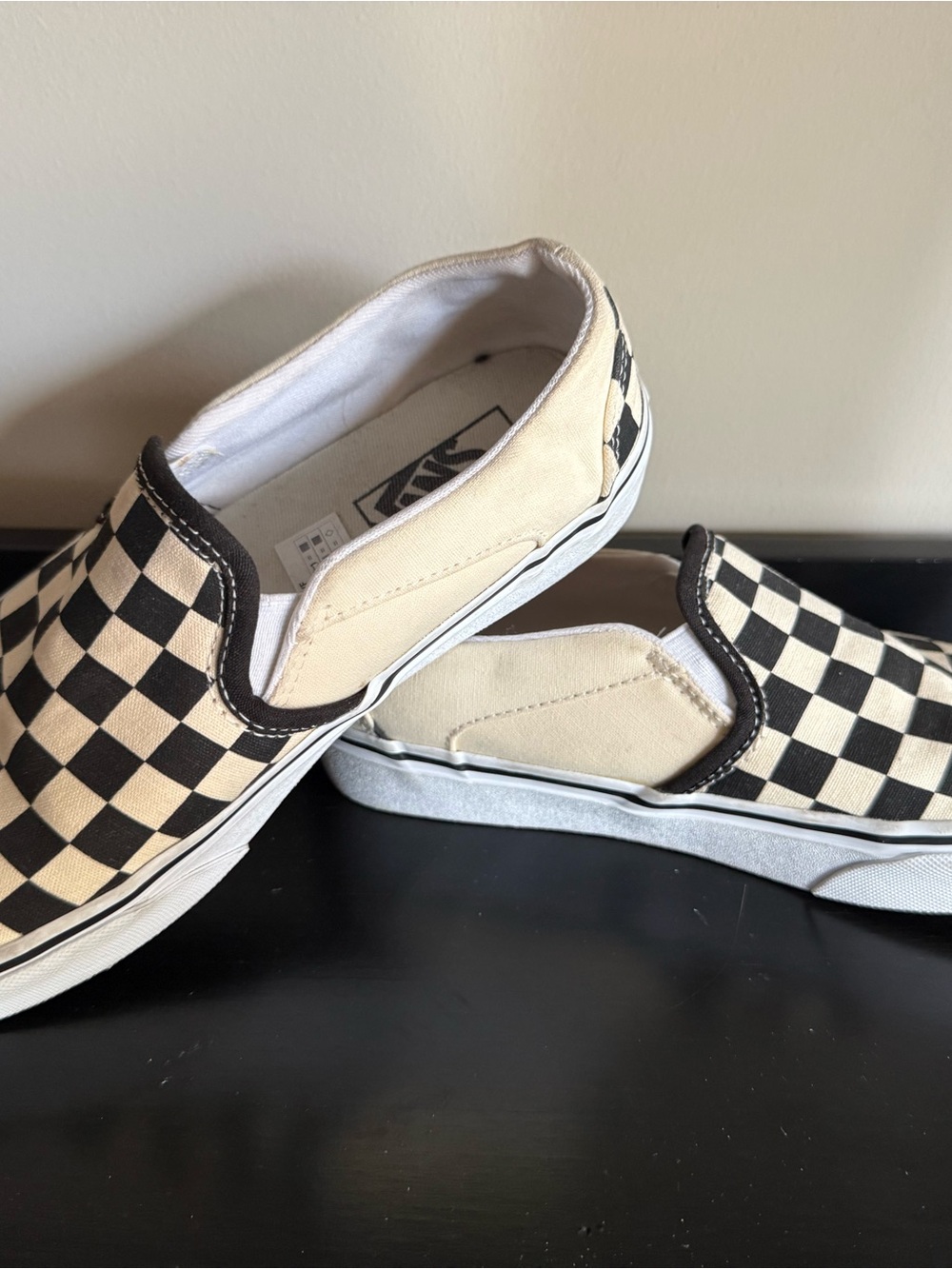 Vans Classic Checkerboard Slip-On Sneakers Black White Women’s 7 - Picture 2 of 4